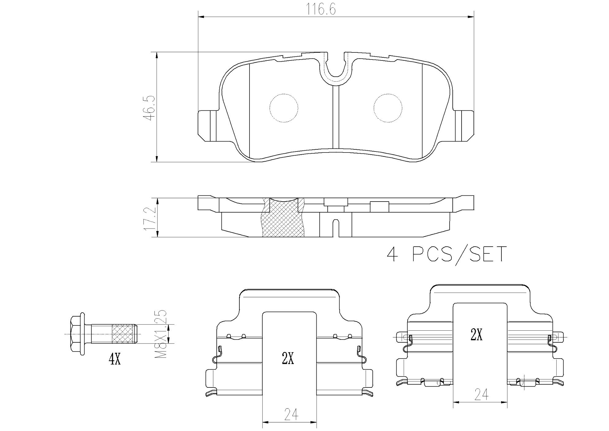 Land Rover Brakes Kit - Pads Rear (Ceramic) LR055455 - Brembo P44019N